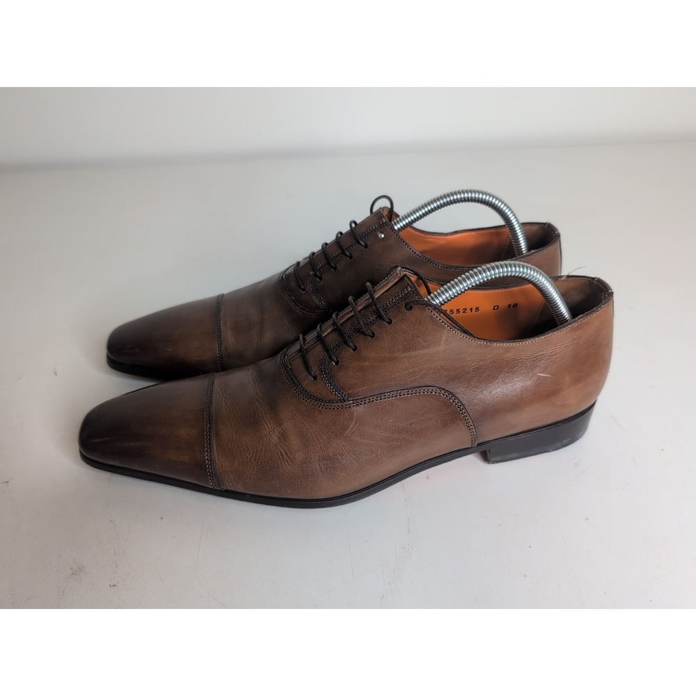 Santoni Hand Made Fatte A Mano Brown Oxford Dress Shoes Size 10 D